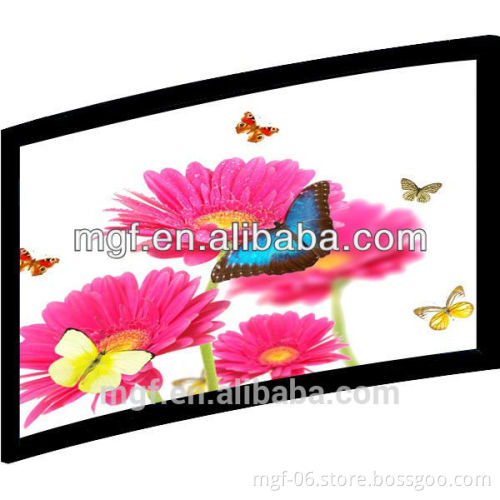 Curved frame projector screen/ transparent front projection movie theater screen